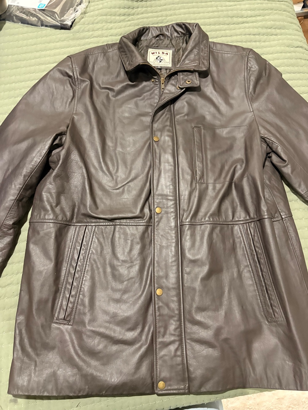 Wilda Brown Leather Bomber-Style Jacket